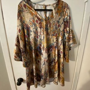 Wide sleeves hippie style dress